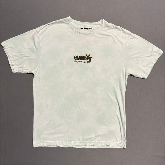 Playboy By Pacsun Surf Shop Graphic T-Shirt Medium 100% Cotton Blue Cloudy - Picture 1 of 11